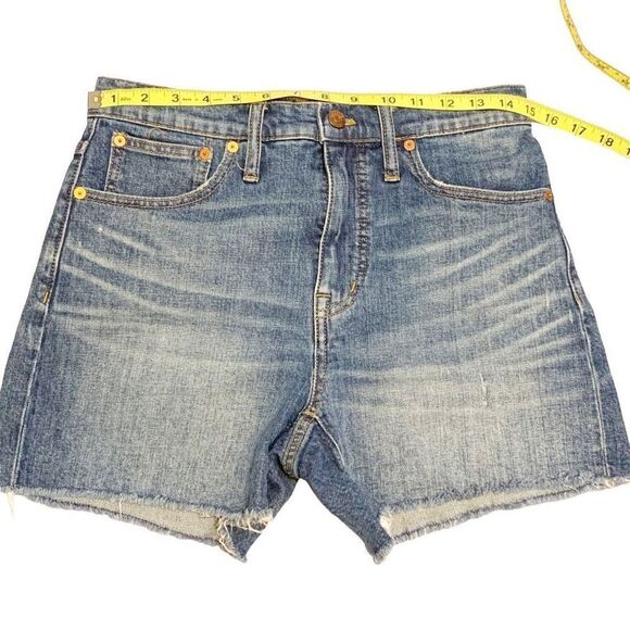 Madewell High-Rise Cut Off Edition Medium Wash Blue Denim Jean Shorts Women’s 27 - Picture 7 of 13